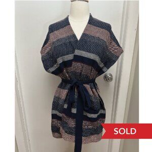 Moth Anthropology Wool Blend Front Tie Cardigan Sweater Size M/L Striped